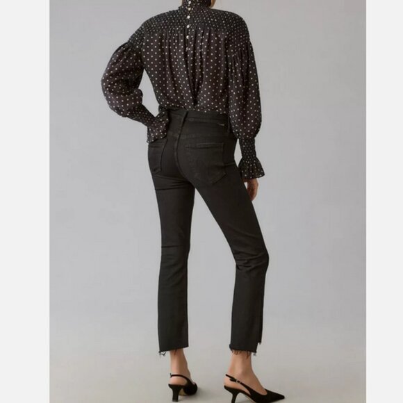 MOTHER Denim The Insider Crop Step Fray Jeans Black Not Guilty Size 28 NWT - Picture 7 of 9